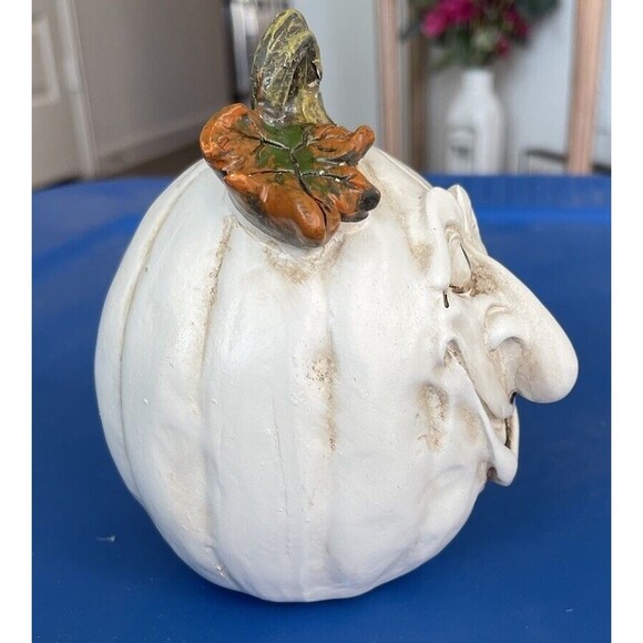 halloween anthropomorphic jack o latern pumpkin white wash EUC unique - Picture 5 of 6